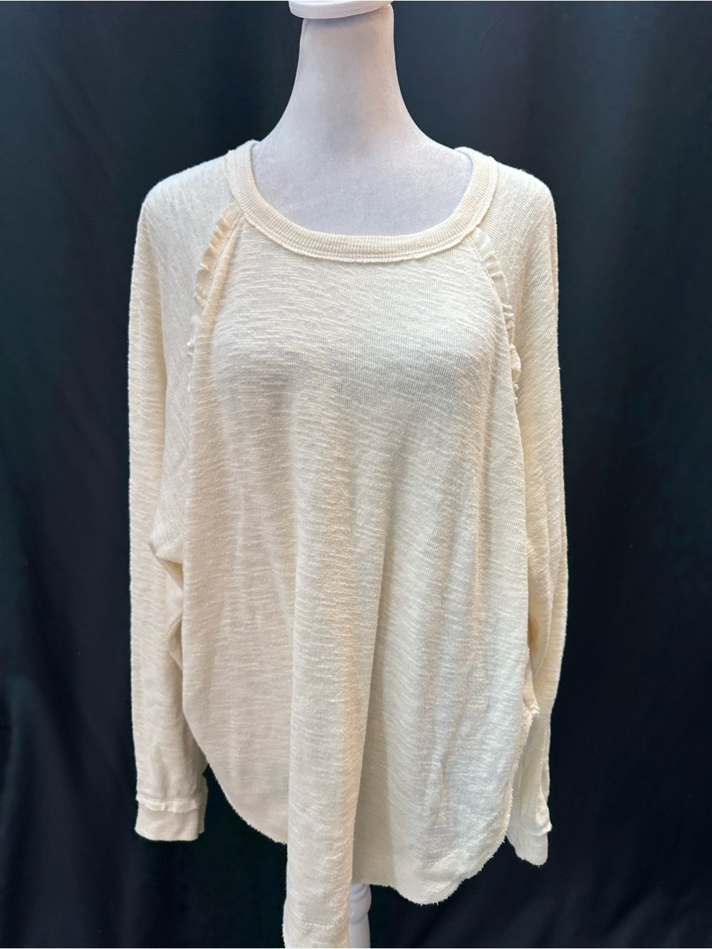 Pilcro by Anthropologie Cream Lightweight Long-Sleeve Top L
